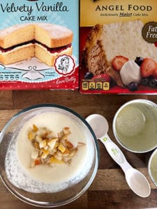 Ingredients needed for pear and raspberry sponge