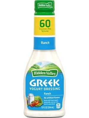 A bottle of hidden valley greek yogurt dressing