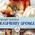 A sponge cake topped with raspberry jelly