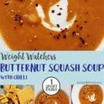 Photographs of butternut squash & red chilli soup