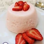 A white plate with strawberry fluff