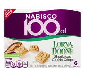 A box of Nabisco 100 cal Lorna Doone