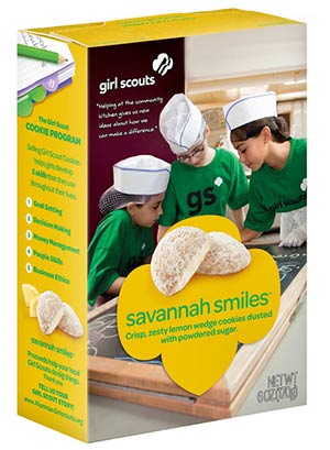 A box of Girl Scout Savannah smile cookies