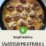 Swedish Meatballs in a skillet with a dish of courgette zoodles