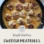 Swedish Meatballs in a skillet with a dish of courgette zoodles