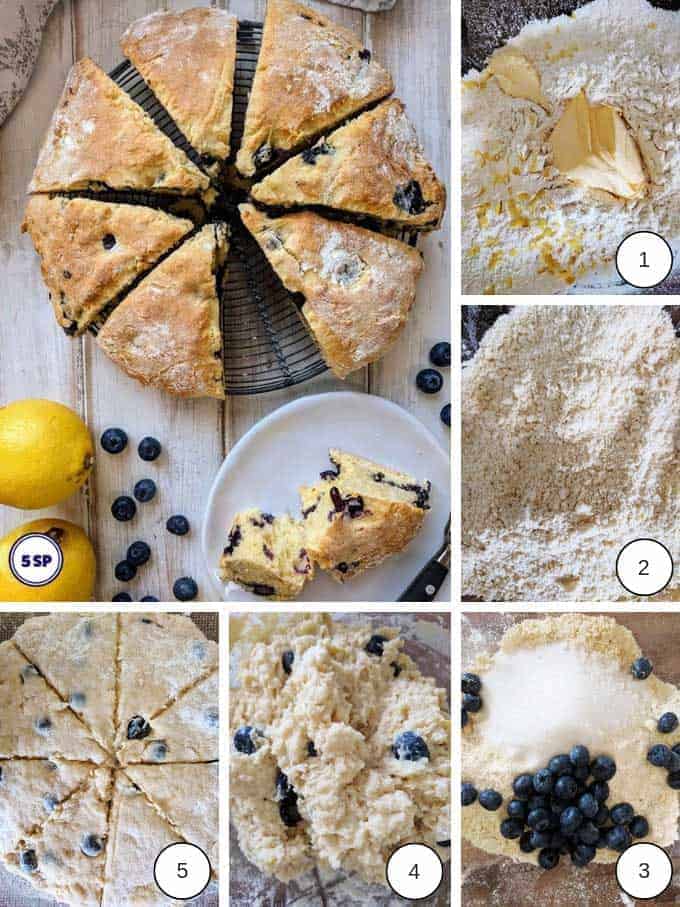 process shots of making Blueberry & Lemon Scones