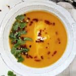 A bowl of thai spiced butternut squash soup