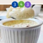 Egg Custard being spooned out of a ramekin