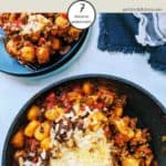 A skillet of spicy ragu gnocchi