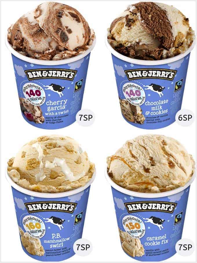 A selection of Ben & Jerrys lower fat ice creams