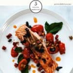 Weight Watchers Chorizo Salmon on a white plate