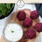 Beetroot falafels on a board