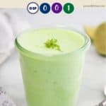 A glass jar full of lime fluff dessert