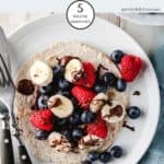 A berry breakfast taco on a white plate