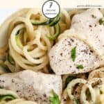 A close up of chicken Alfredo \ weight watchers