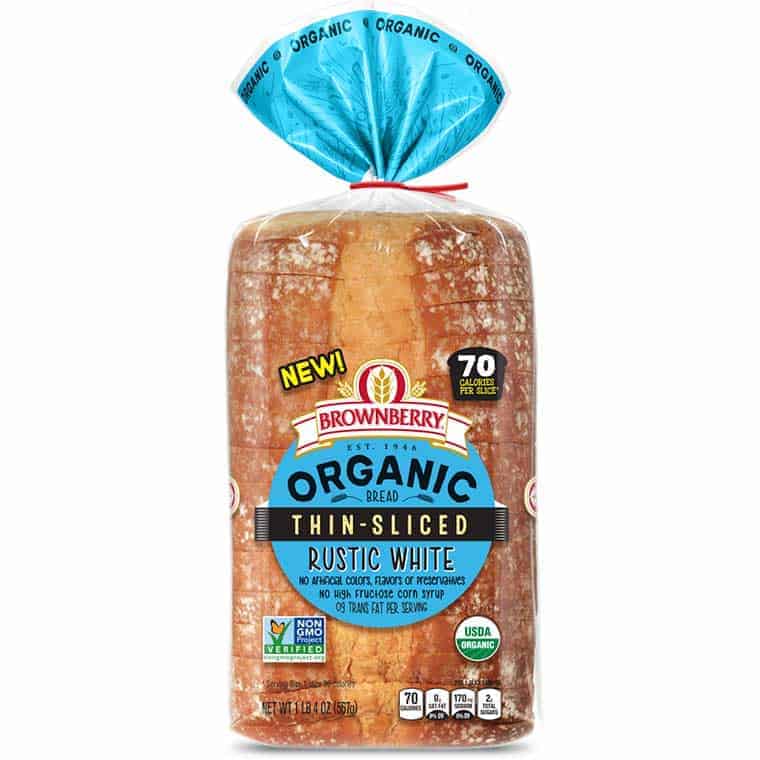 A loaf of Brownberry Organic Thin Sliced Rustic White Bread