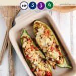 A dish of stuffed zucchini