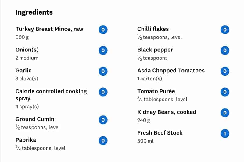 Zero Point Chili - WW recipe builder
