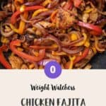 Close up of chicken fajita in a skillet