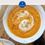 Carrot and Lentil soup in a bowl