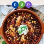 A casserole dish of Weigh Watchers Chipotle Chicken