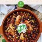 A casserole dish of Weigh Watchers Chipotle Chicken