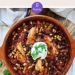 A casserole dish of Weigh Watchers Chipotle Chicken