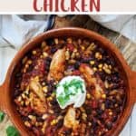 A casserole dish of Weigh Watchers Chipotle Chicken