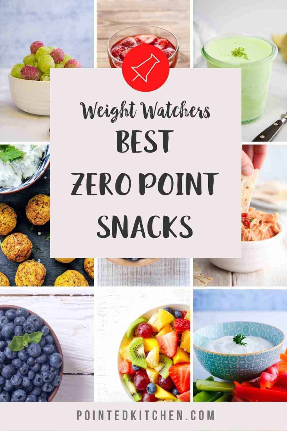 A collage of the Best Zero Point Snacks for anyone following the Weight Watchers plans.