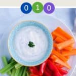 Bowls of WW Ranch Dip with vegetables