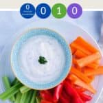 Bowls of WW Ranch Dip with vegetables