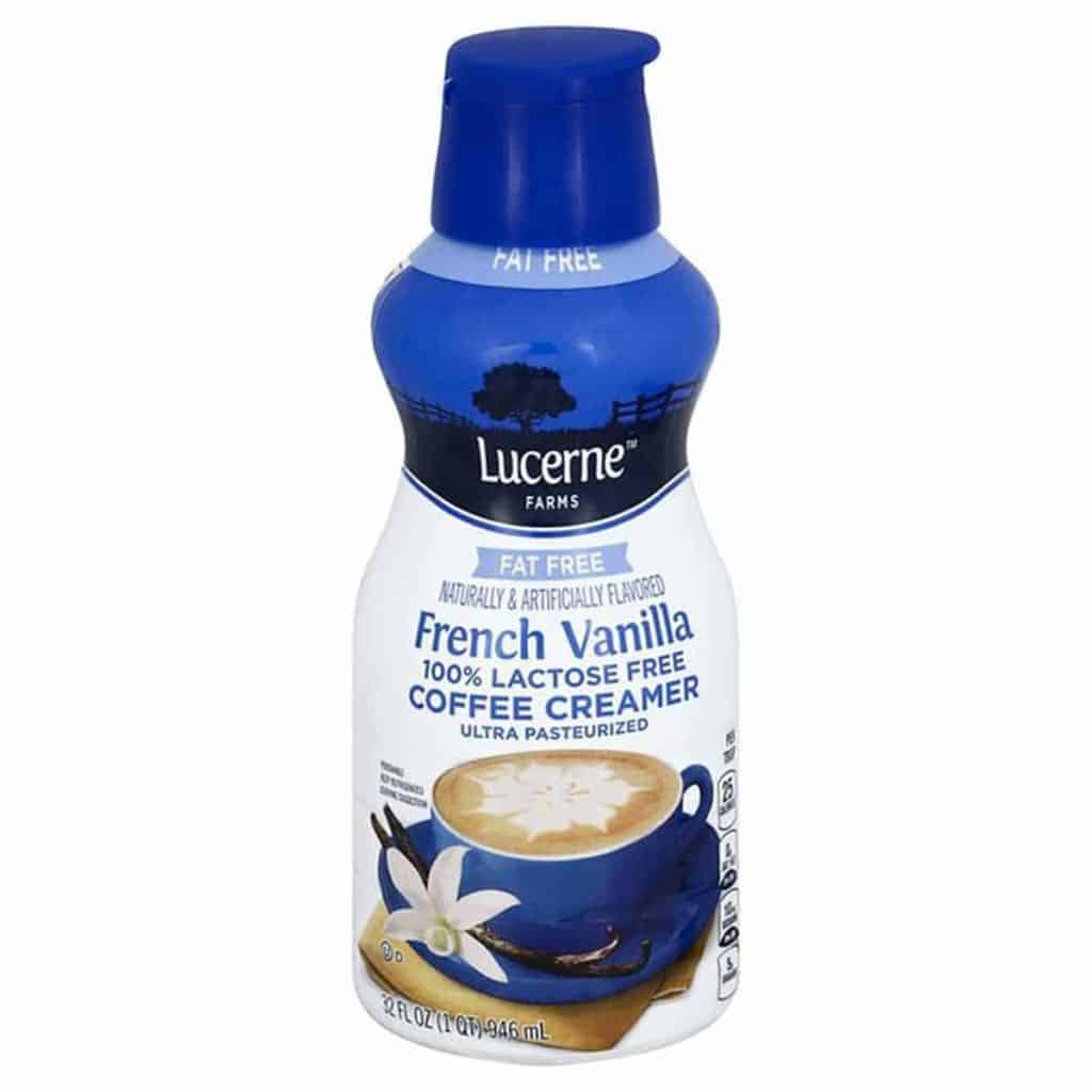 A bottle of Lucerne Fat free creamer