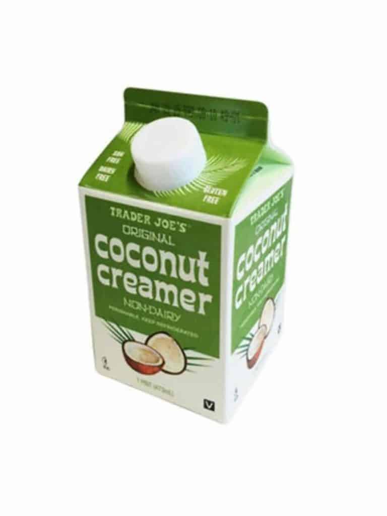 A carton of Trader Joe's Coconut Coffee Creamer