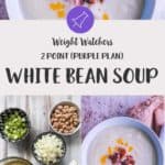 A bowl of ww white bean soup for the purple plan