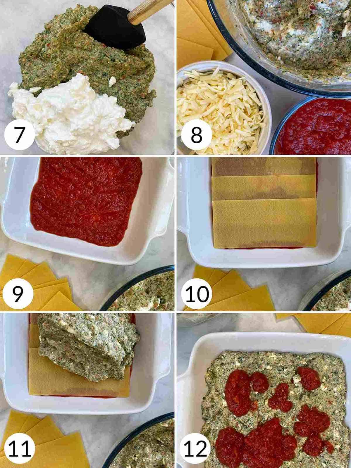 6 pictures of the process of making WW Vegetable Lasagna
