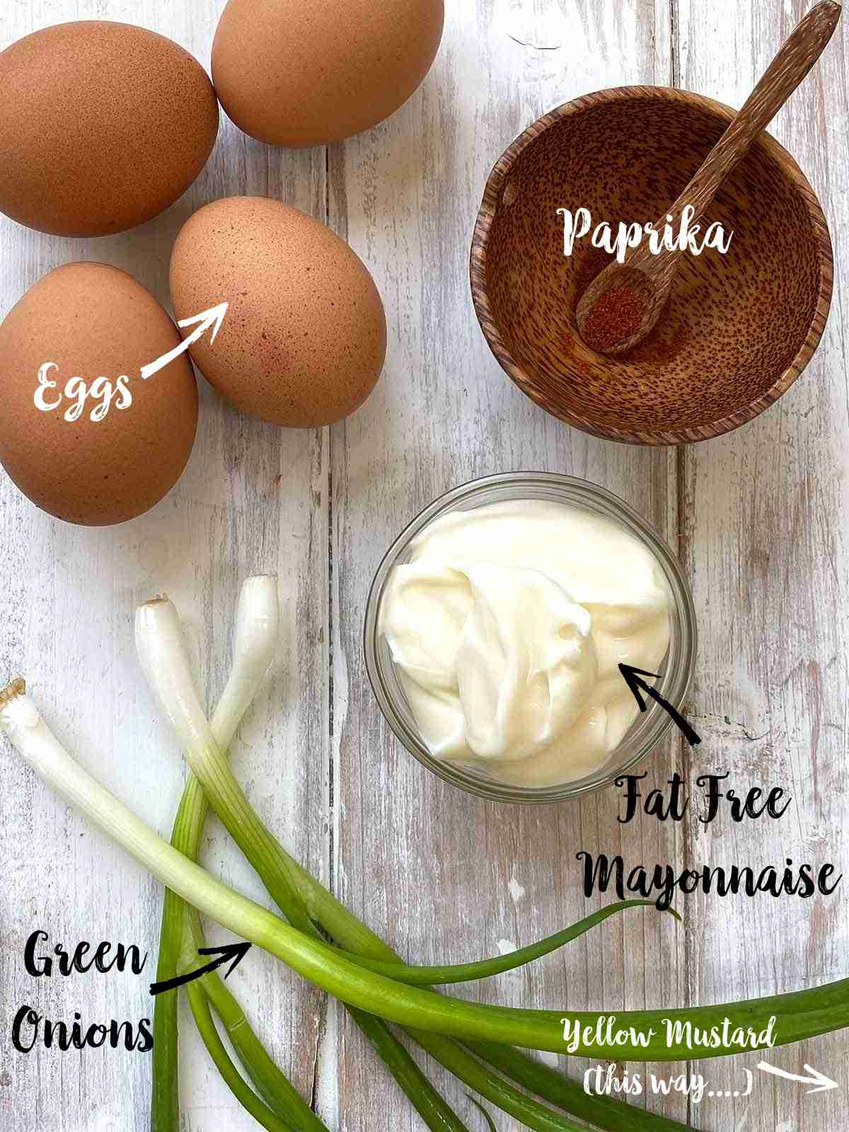 Ingredients used to make egg salad
