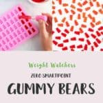 A collage of gummy bears on a white table