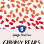 Red, green and orange gummy bears on a white background