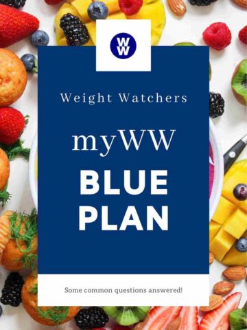 A picture of fruit on a white background with a overlay of text stating 'myWW Blue Plan'.