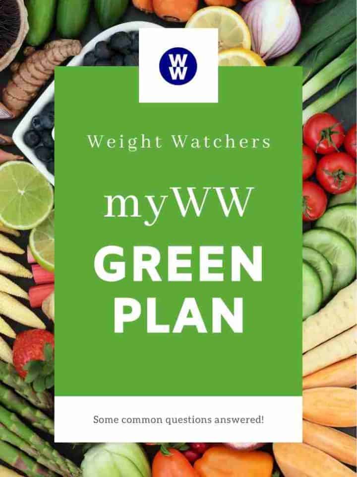 A picture of vegetables on a table with a text overlay stating myWW Green plan.