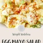 A close up picture of egg mayo salad sprinkled with paprika