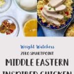 2 pictures of the process of making middle eastern inspired chicken