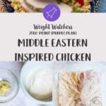 3 pictures of the process of making middle eastern inspired chicken