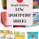 A collage of WW friendly snacks with text overlay