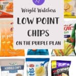 A collage of chip brands with text overlay stating Weight Watchers low smartpoint chips.